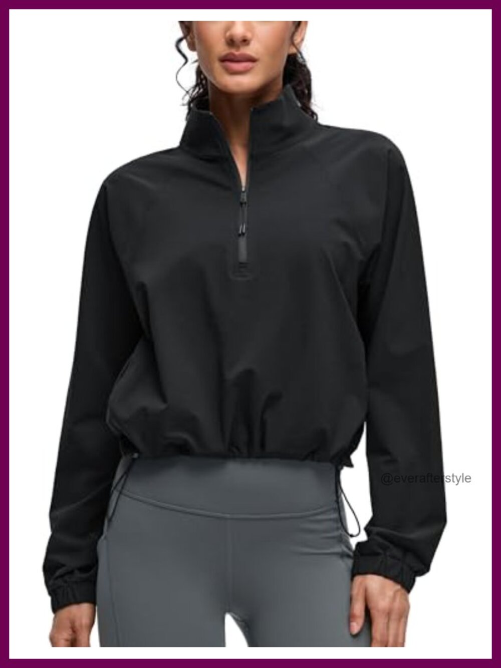 CRZ YOGA Lightweight Half Zip Drawstring Jacket Woven 4-Way Stretch